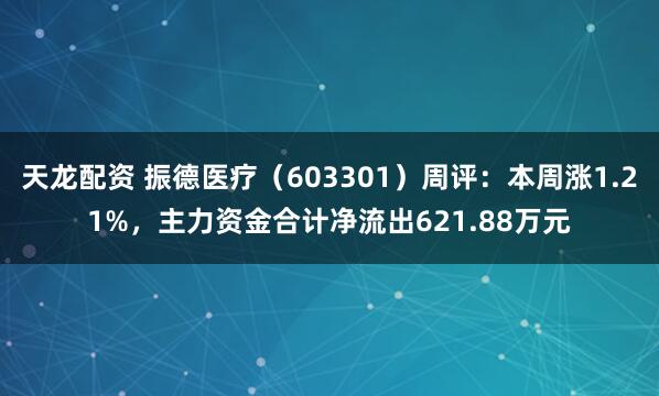 天龙配资 振德医疗（603301）周评：本周涨1.21%，主力资金合计净流出621.88万元